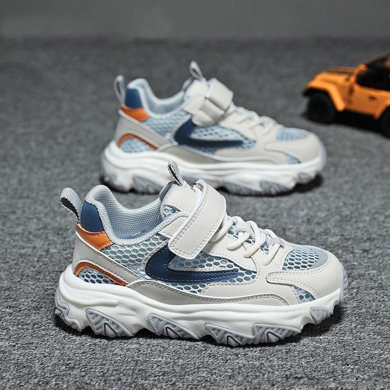 Giày Sneaker Đế Mềm Cao Gót Phối Lưới Thoáng Khí Chống Trượt Thời Trang Mùa Hè Dành Cho Bé Trai 8 6-12 Tuổi