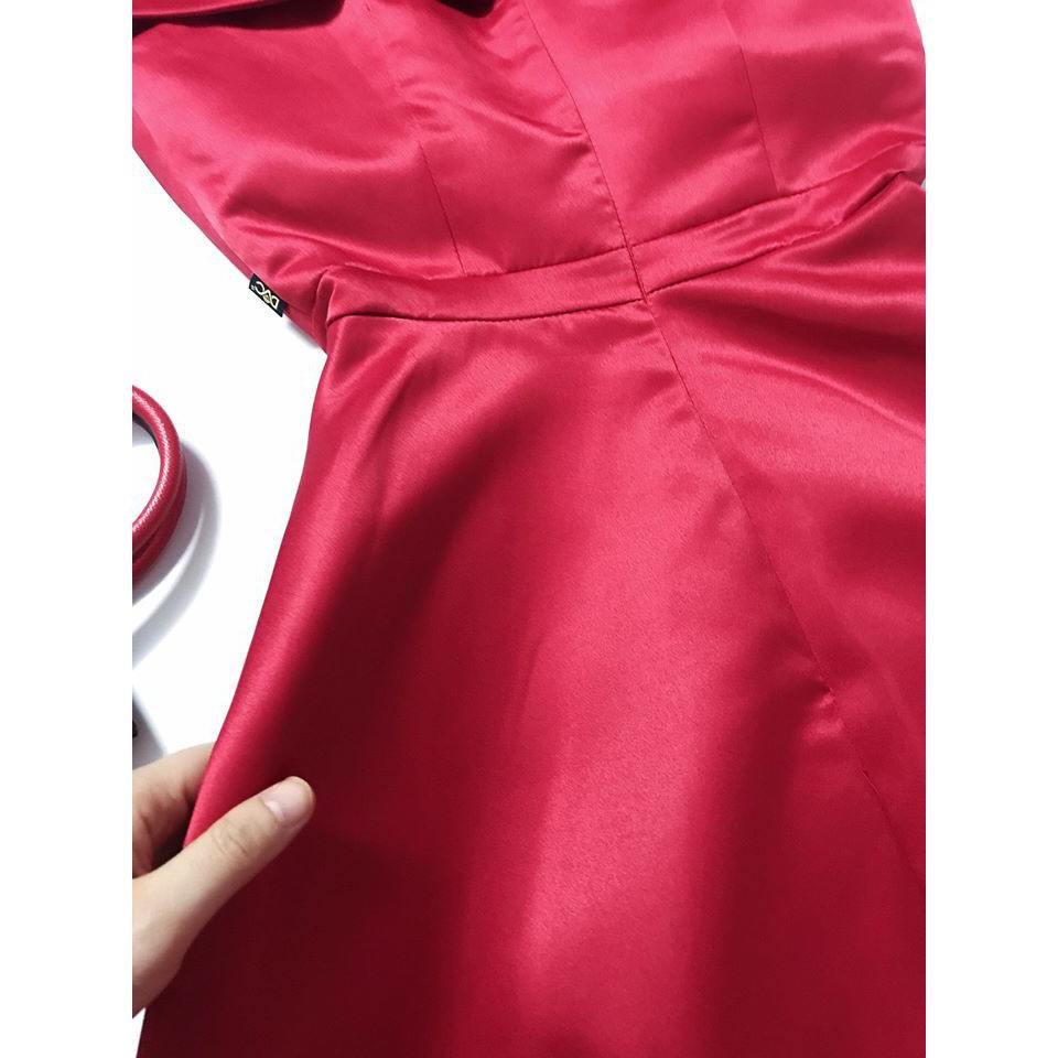 [ xả kho ] MiD Đầm đỏ gấm Hàn V1297 công chúa Mie Design kèm ảnh thật