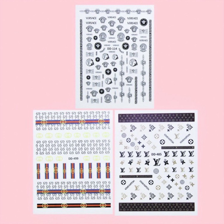 Miếng dán móng tay 3D nail sticker chủ đề họa tiết các thương hiệu nổi tiếng 12 mẫu (lẻ 1 tấm) DO8