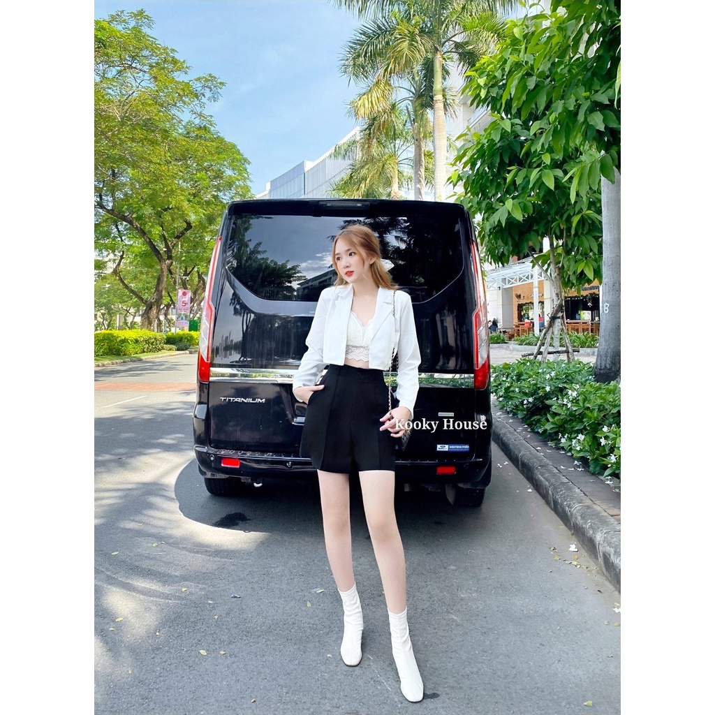 KOOKY HOUSE - ÁO ORLA SUIT TRẮNG - Áo vest form croptop tay dài có đệm vai cao cấp