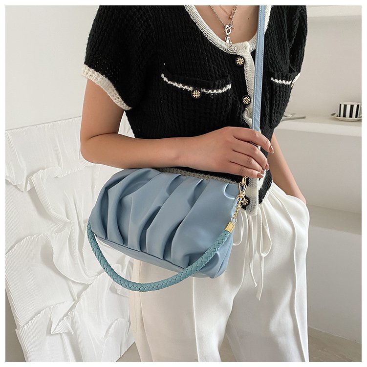 Túi Xách JASMIN NOIR Cỡ Nhỡ Thiết Kế Gấp Nếp Phối Dây Đeo Kiểu Mắt Xích Thời Trang Cho Nữ
