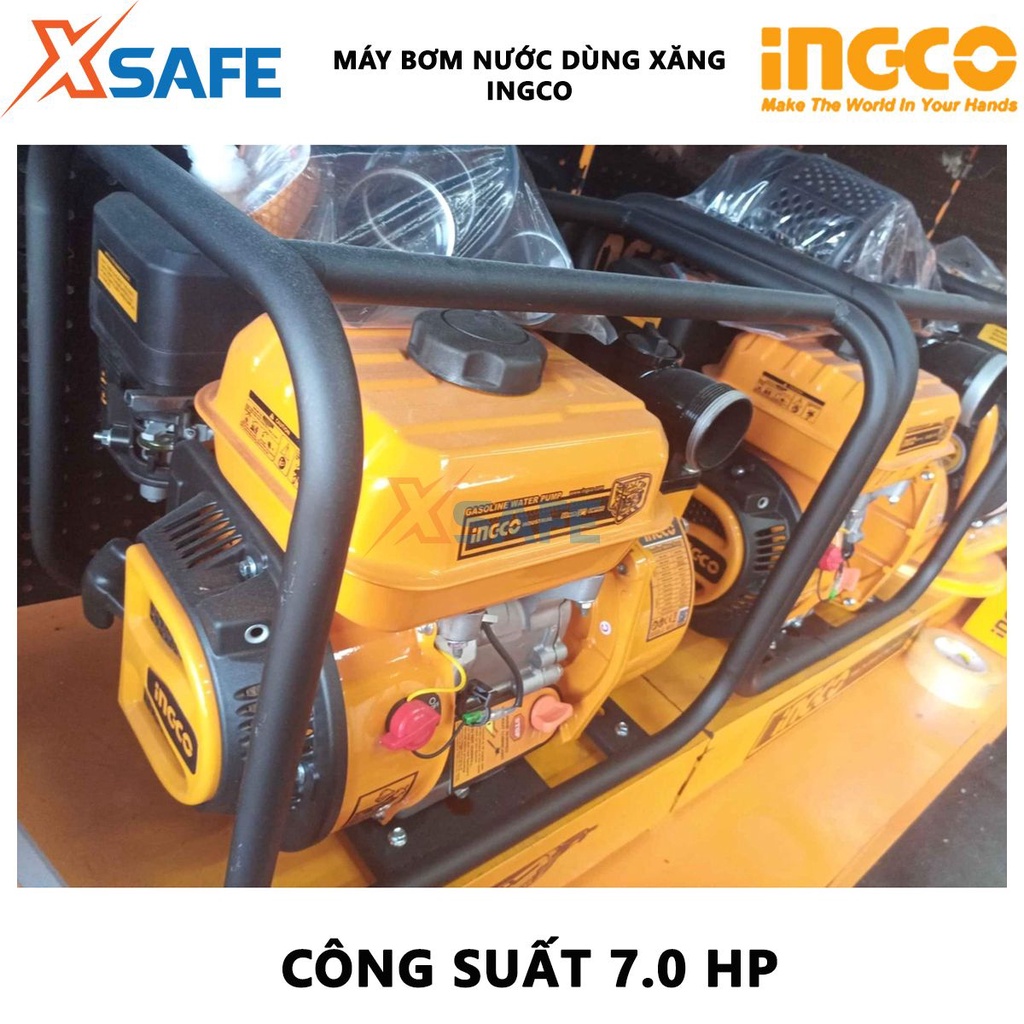 Máy bơm nước dùng xăng INGCO Máy bơm xăng 7.0HP, dung tích xilanh 208cc, dung tích bình nhiên liệu 3.6L - [XSAFE]