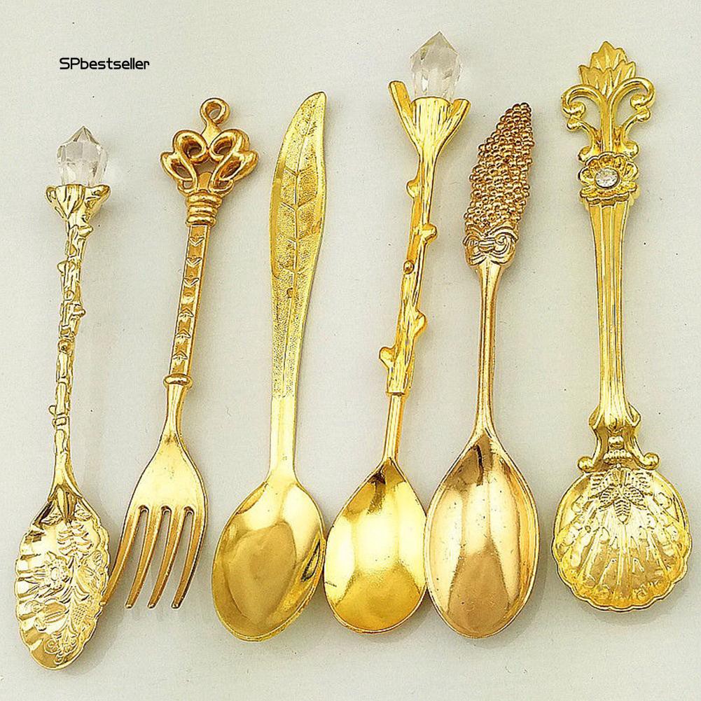 Set 5 thìa và 1 nĩa hợp kim phong cách cung điện Retro