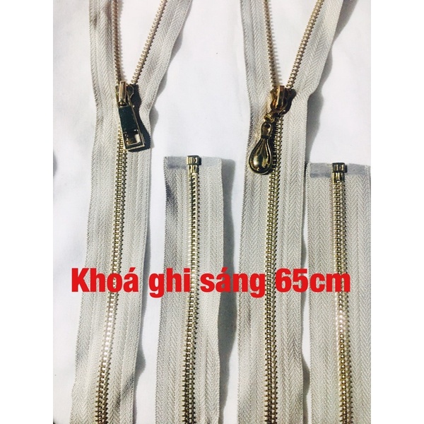 Dây kéo khoá đồng 65cm màu ghi sáng thay khoá áo khoác,túi xách,áo da,balo