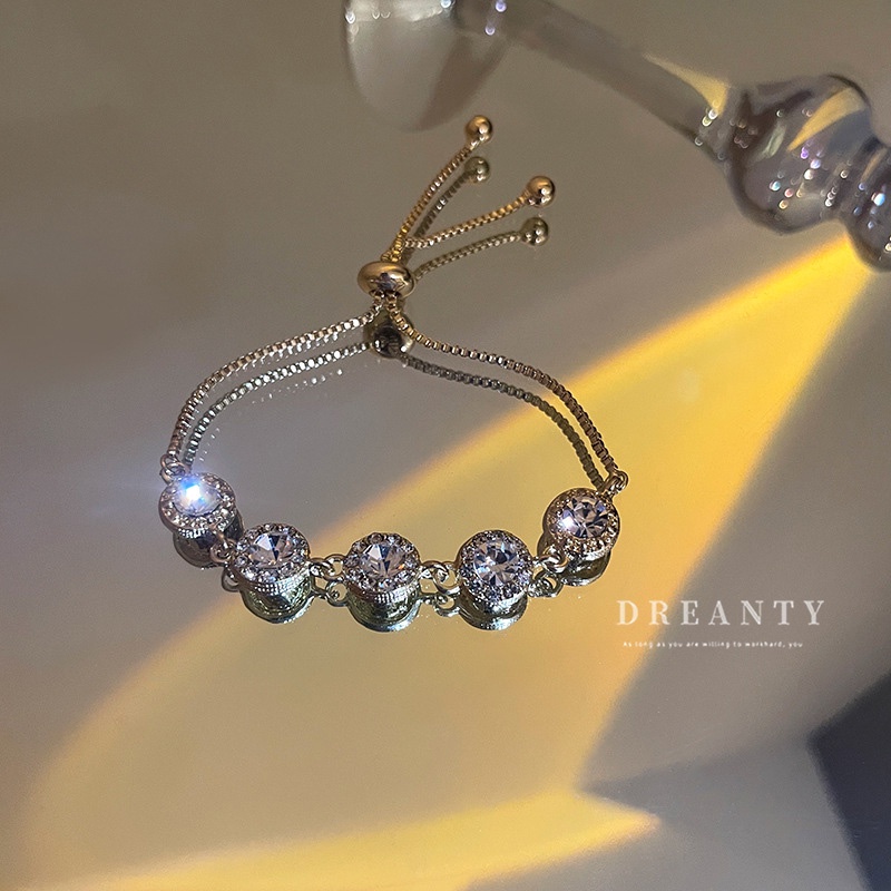 Vòng Tay Mạ Vàng Đính Đá Pha Lê Phong Cách Hàn Quốc Đơn Giản Cho Nữ