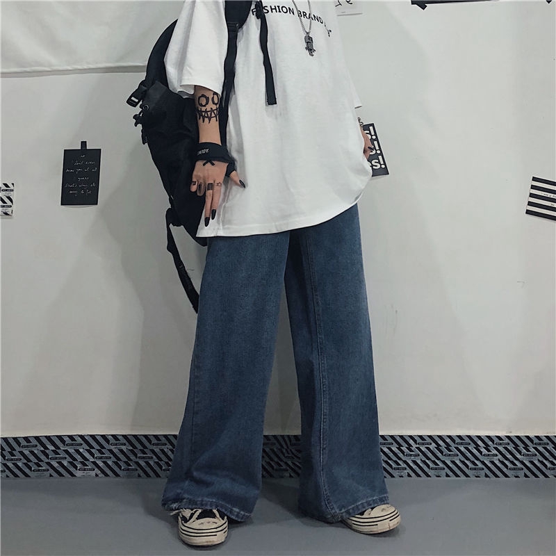 Quần jeans dài ống rộng lưng cao phong cách trẻ trung năng động cho học sinh | BigBuy360 - bigbuy360.vn