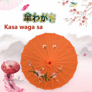 Dù cán gỗ Nhật Bản MÀU CAM đạo cụ dựng phim cổ trang đạo cụ múa phụ kiện trang trí ASAM