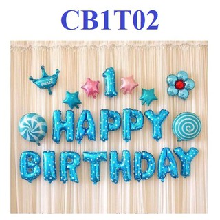 THANH LÝ NGHỈ BÁN -Y Hình - Set bóng trang trí Thôi nôi bé sinh nhật 1 tuổi - CB1T01 - CB1T02