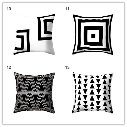 Bao Gối Vuông Họa Tiết Hình Học Trắng Đen