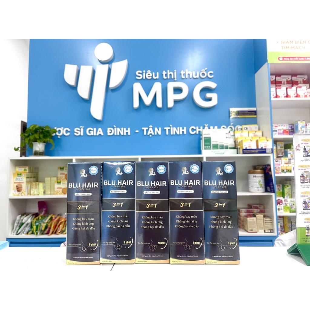 Dầu gội nhuộm đen tóc phủ bạc Blu hair thảo dược 200ml