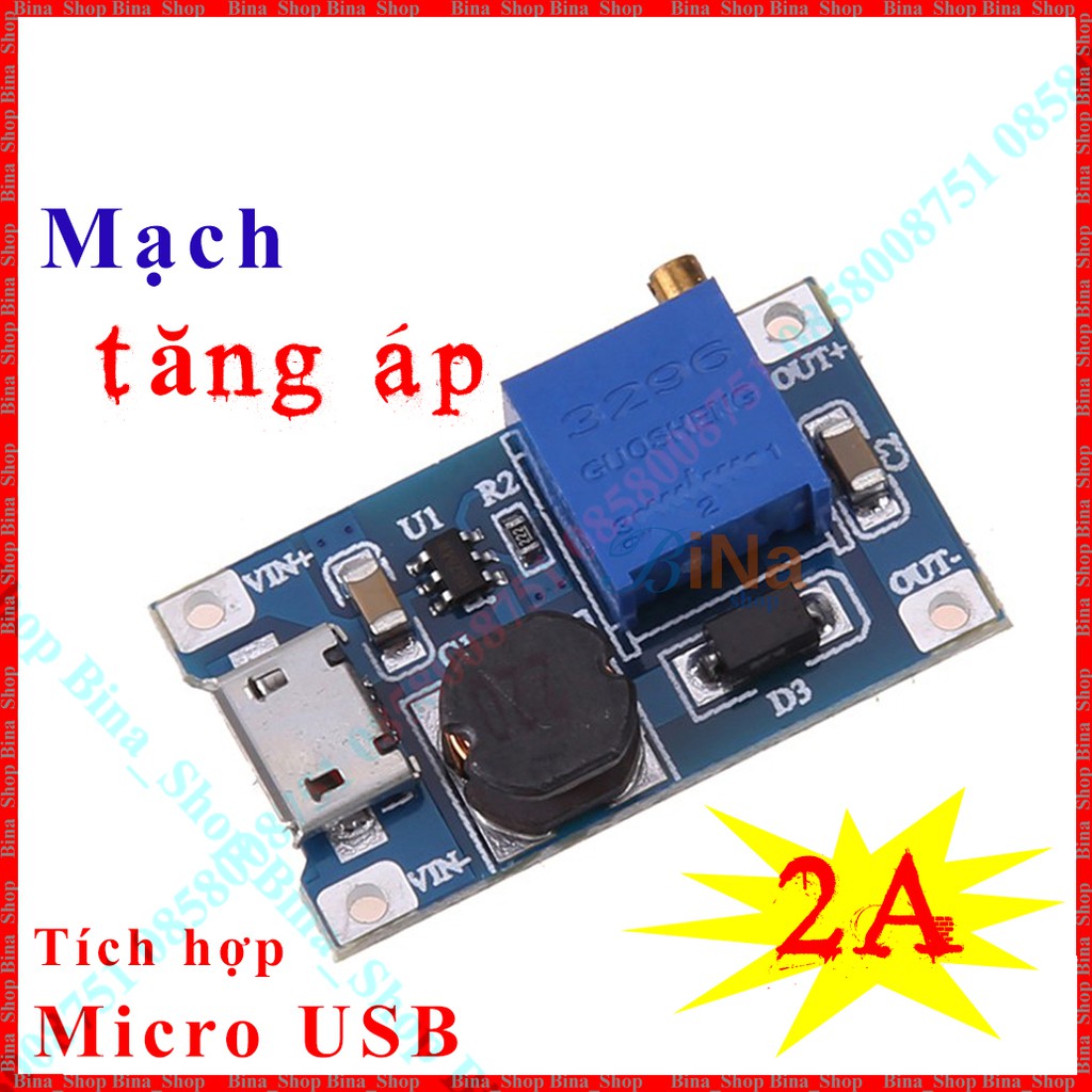 Mạch tăng áp 2A MT3608 cổng micro USB