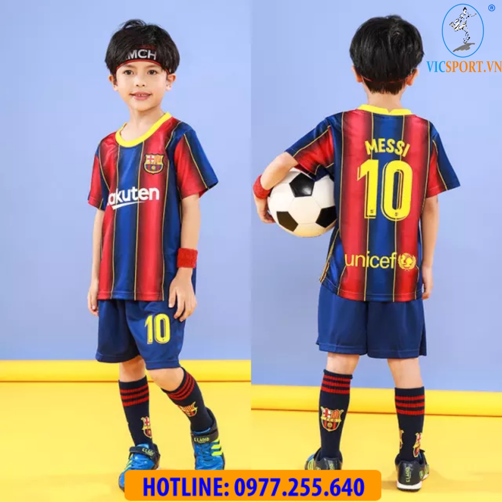 Áo Bóng Đá, Áo Đá Banh Trẻ Em CLB BARCELONA 2023 - 2024  Vải Thun Lạnh Thoáng Mát Cho Bé - Vicsport
