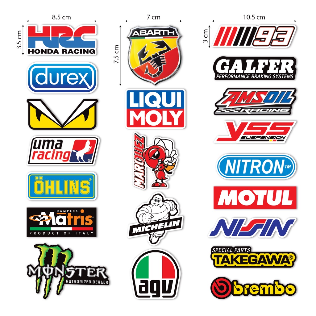 Bộ 40 logo tem decal không trùng dán trang trí xe máy nón bảo hiểm laptop điện thoại chống nước