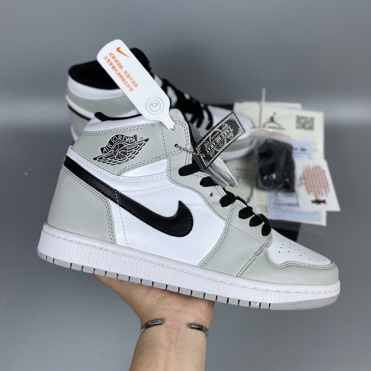 Giày Sneaker Nam Nữ Jordan 1 Mid Smoke Grey Xám Fullbox, Giày Thể Thao Nam Nữ Basic