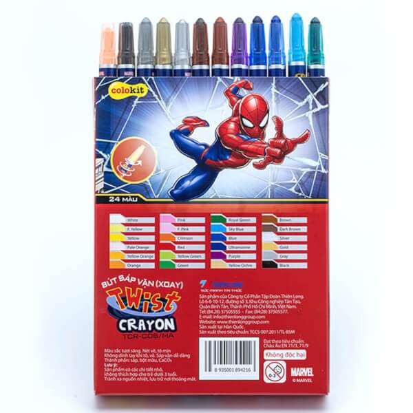 Bút sáp vặn Colokit Spiderman TCR-C06/MA 24 màu