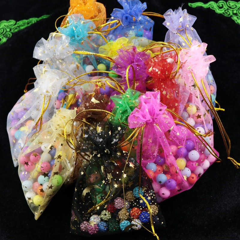 túi voan rút dây họa tiết ngôi sao to nhỏ kích cỡ 9x12cm - moon shop | BigBuy360 - bigbuy360.vn