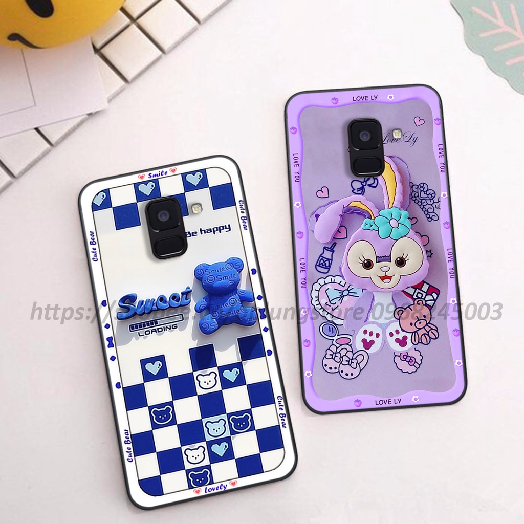 Ốp lưng Samsung A6 2018/ A6 Plus/ A8 2018/ A8 Plus/ J8 in hình 3D gấu cute cool ngầu giả nổi.