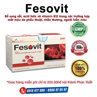 Bổ máu FESOVIT - Bổ sung sắt, acid folic và vitamin B12 do mất máu do phẫu thuật, chấn thương, người hiến máu