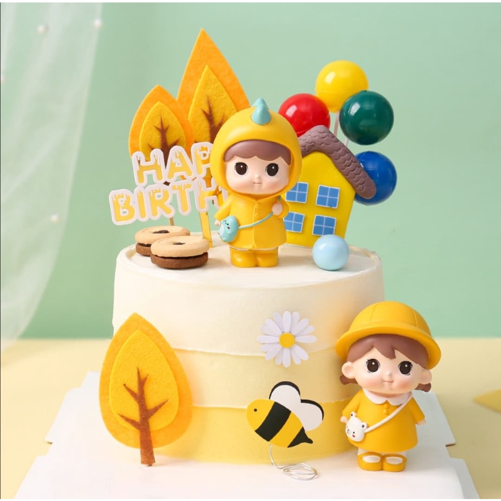 đồ trang trí bánh kem sinh nhật  [FREESHIP❤️] tượng em bé vàng siêu đáng yêu