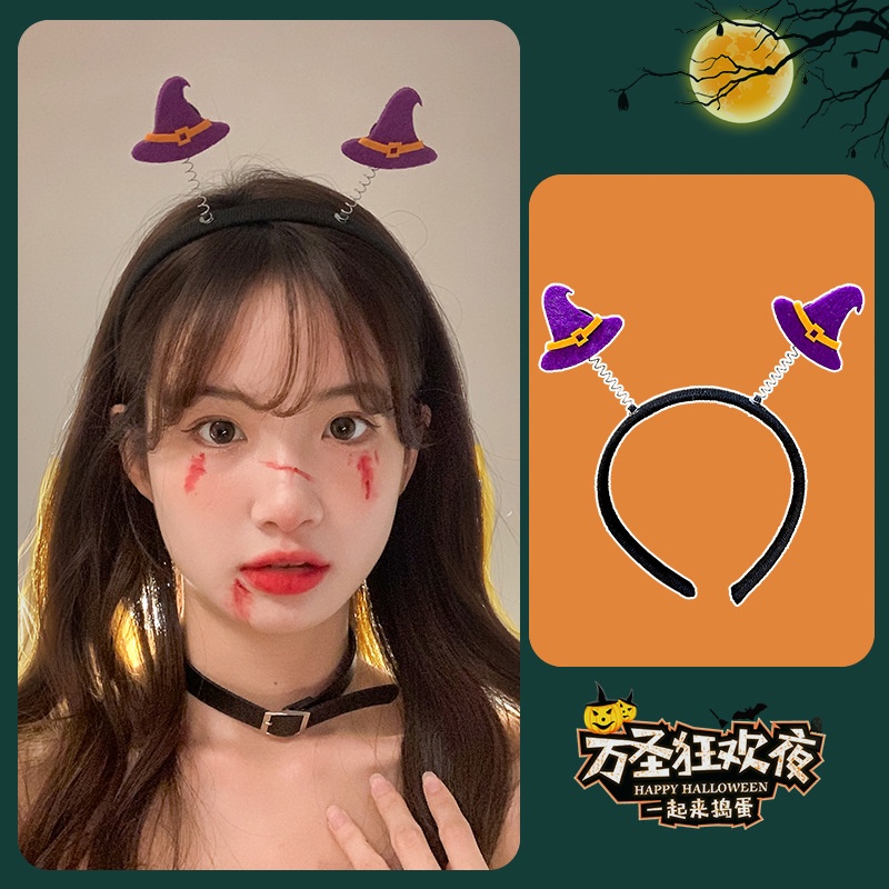 1 Băng Đô Cài Tóc Hình Nón Phù Thủy Hóa Trang Halloween
