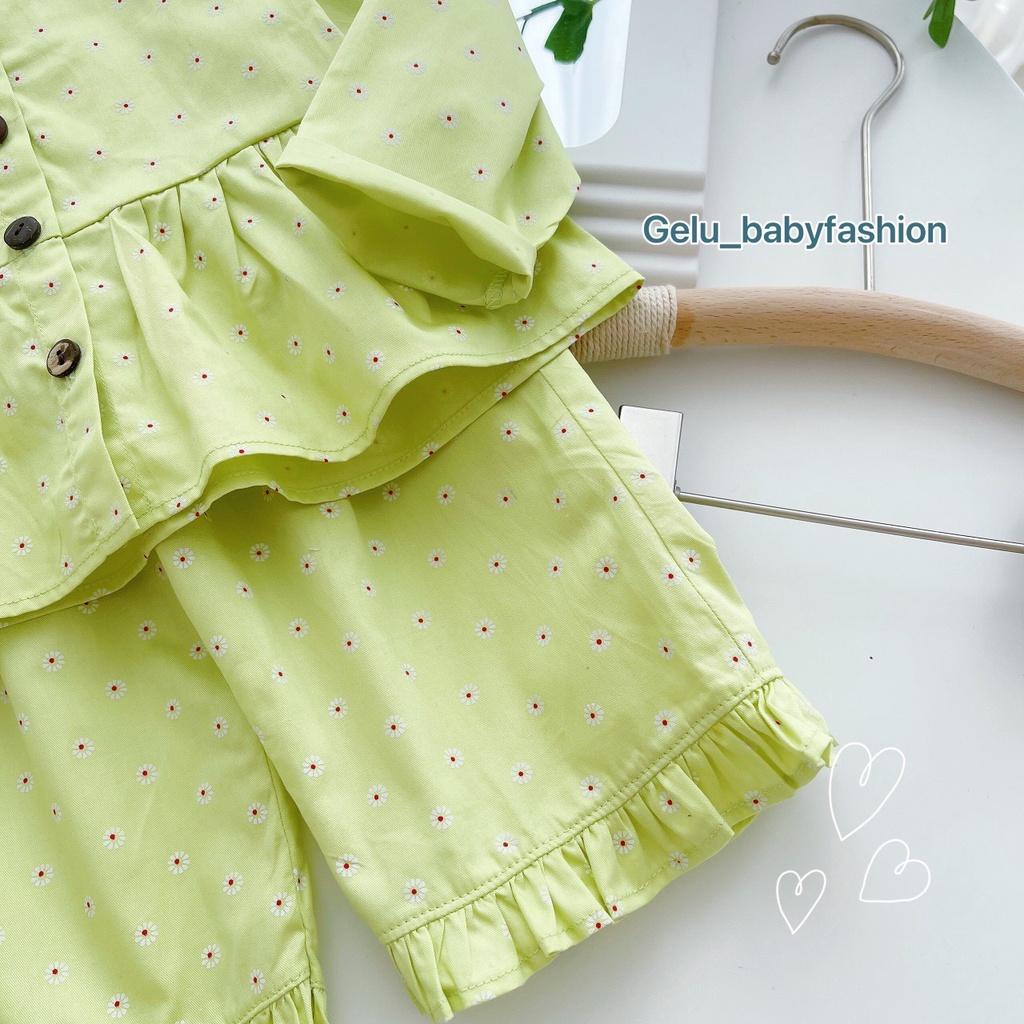 Bộ đồ quần áo hoa nhí cổ vuông cho bé gái  mùa hè GELU KIDS Chất liệu thô cotton mềm, thoáng, thấm hút mồ hôi