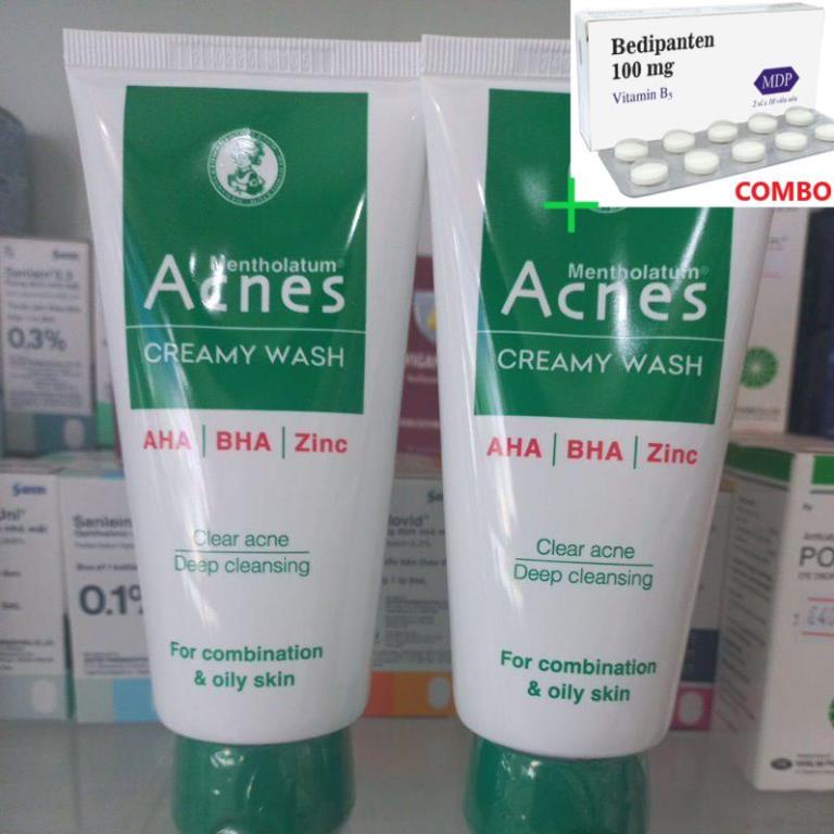 Combo Bedipanten 100mg +  ✅ Acnes Gel rửa mặt ngừa mụn AHA BHA ZINC 100g