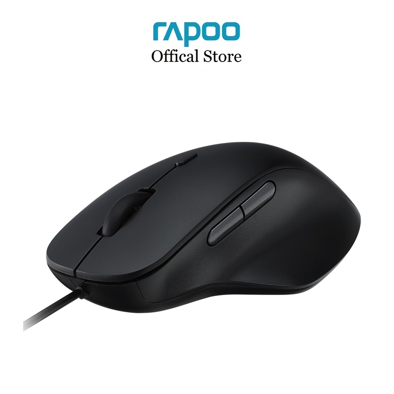 Chuột có dây công thái học Rapoo N500 kết nối có dây cổng USB, 3600 DPI, con lăn chống trượt