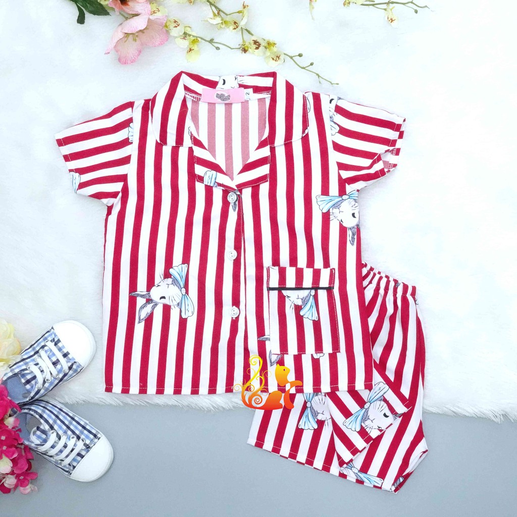 Đồ Bộ Mặc Nhà &quot;Thỏ Bamboo Sọc&quot; Pijama Kate Thái - Cho Bé 8 - 38kg.