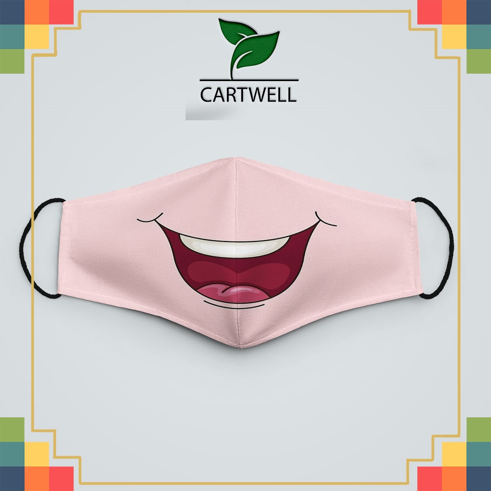 khẩu trang in hình  DRAWN_1263 CARTWELL chất liệu vải mềm dày 2 lớp chống nắng, phòng dịch bệnh, lọc không kh