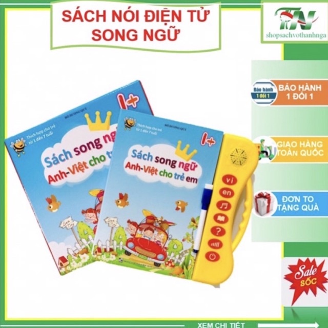 Sách điện tử song ngữ Anh - Việt Thanh Nga cho bé 1-7 tuổi, giúp bé thông minh học tốt tiếng anh, phiên bản mới nhất