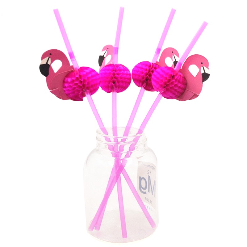 {FCC} 10Pcs Flamingo Pineapple Drinking Straws Hawaii Beach Tropical Birthday Party{yancrane3.vn}