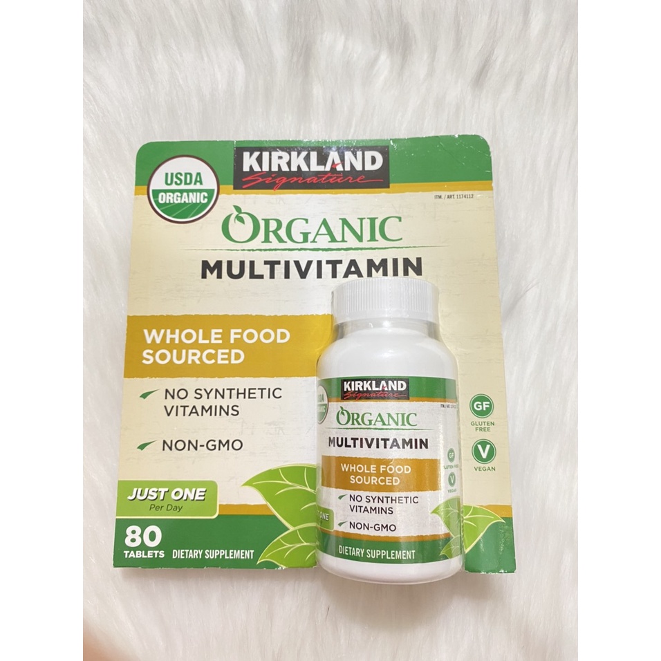 [DJ SHOP]  Viên Uống Bổ Sung Đa Vitamin Hữu Cơ Kirkland Signature Organic Multivitamin 80Viên Của Mỹ