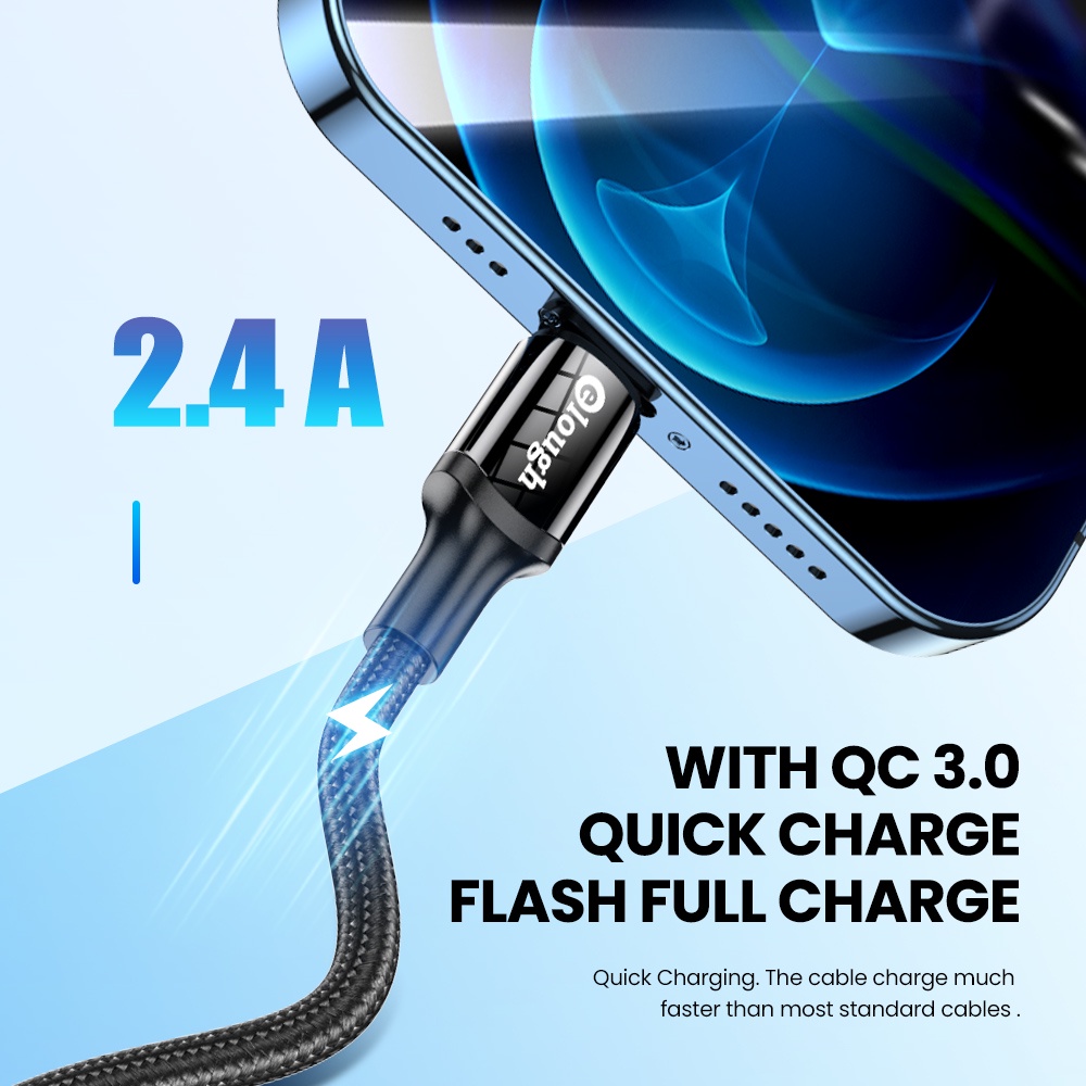 Dây cáp sạc nhanh ELOUGH đồng bộ hóa dữ liệu USB 2.4A 2021 dành cho điện thoại di động