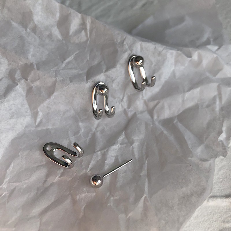 Khuyên tai chốt bạc sterling S925 thiết kế có khóa gài đơn giản phong cách Nhật Hàn thời trang mới tinh tế cho nữ