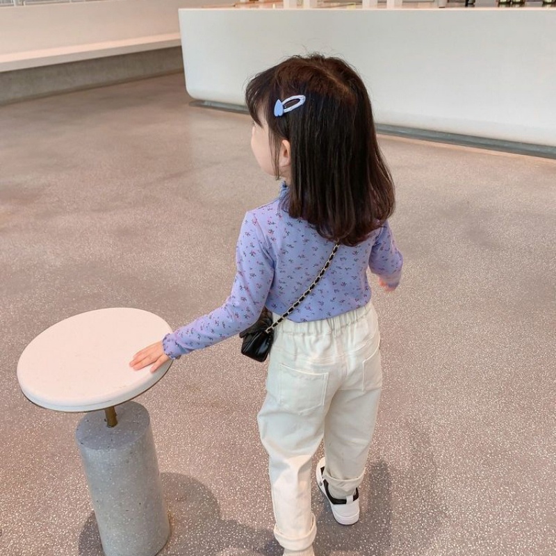 Áo thun tay dài in hoa nhiều lớp thời trang mùa thu cho bé gái