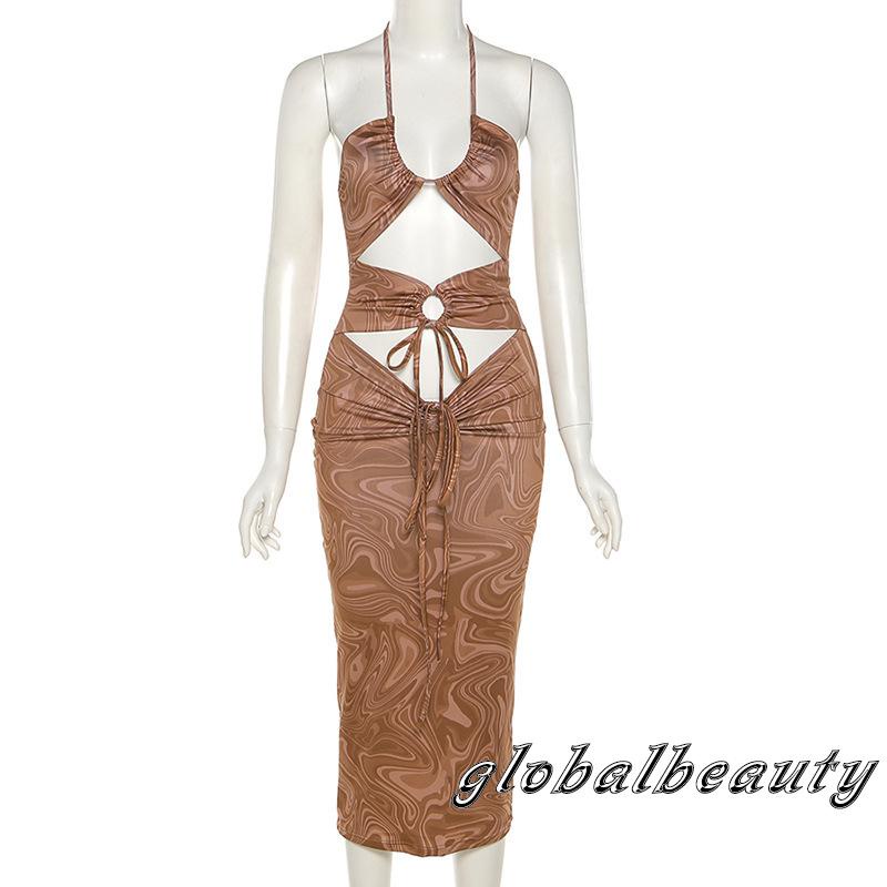 Đầm không tay cổ yếm phong cách mùa hè thời trang quyến rũ