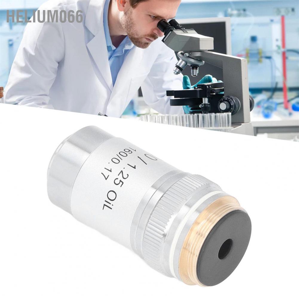 Helium066 Achromatic Objective Brass Chrome Plated 100X High Power Microscope Lens Interface 20.2mm