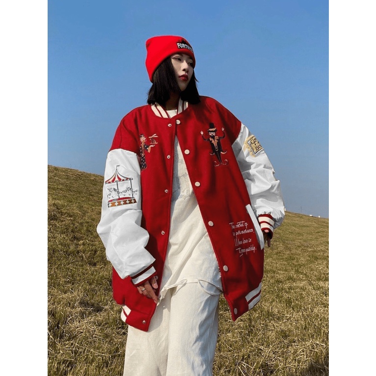 Áo Khoác Bomber Nữ Chất Dù 2 Lớp In Hình Chú Hề Đặc Sắc Form Rộng Che Nắng Chắn Gió Mặc 4 Mùa [NEW UNISEX]