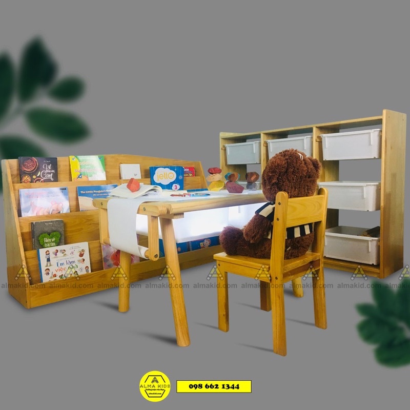 Ghế Gỗ Tự Nhiên Có Tựa Lưng Cho Bé Montessori Ghế Học Sinh