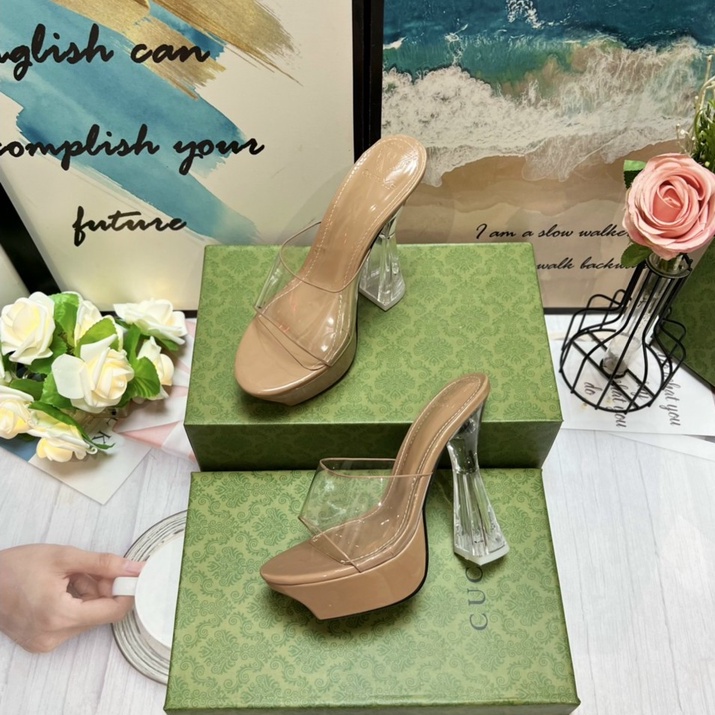 Dép Nữ Đế Cao Quai Trong Viền Màu - Cao Gót 13 Phân Đế To Đúp Kép Hàng Cao Cấp QP199