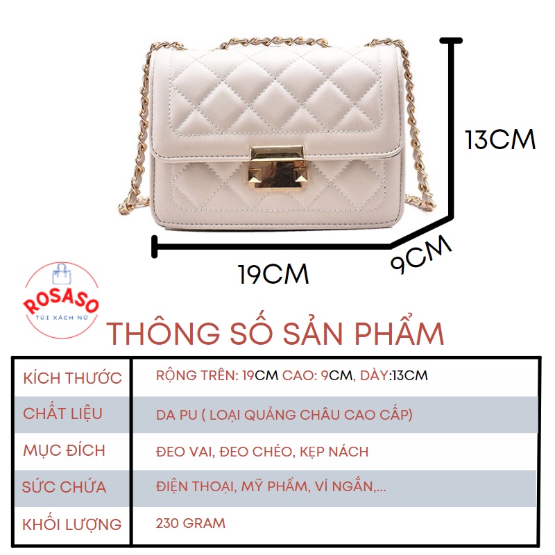 Túi xách nữ đeo chéo da PU form cứng đẹp giá rẻ dây xích ROSASO TX81
