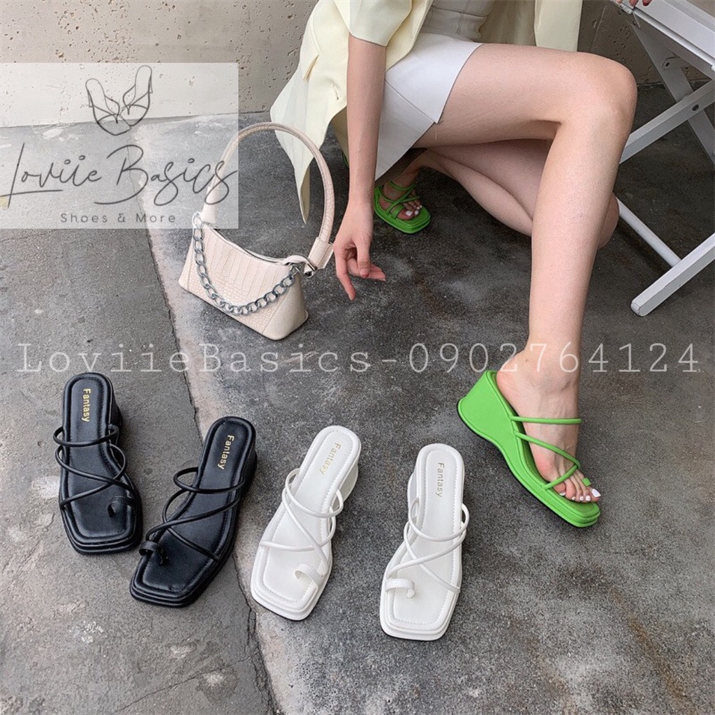 SANDAL XUỒNG LOVIIE BASICS - GIÀY NỮ THỜI TRANG XỎ NGÓN - CAO GÓT NỮ 7P ĐẾ BẰNG - S220202 D200818