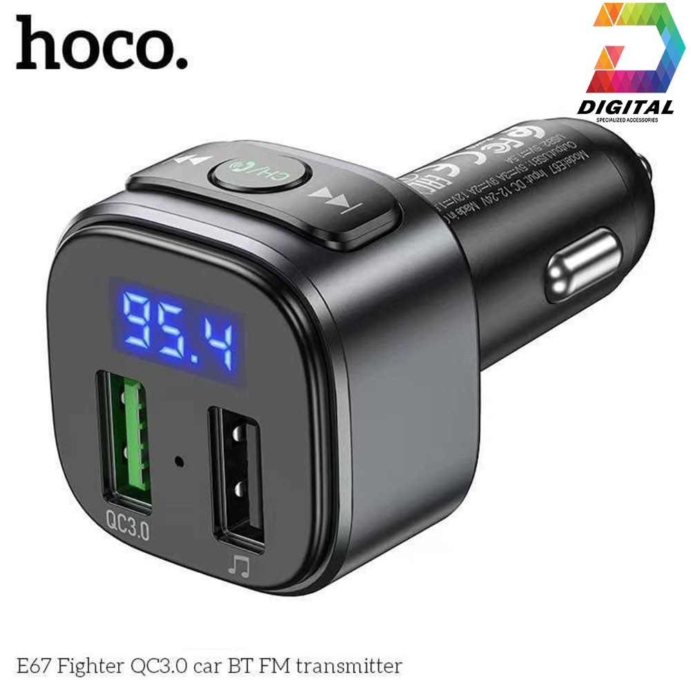 Tẩu Sạc Xe Hơi Đa Năng Hoco E67 Chính Hãng ( Sạc Nhanh 18W, Bluetooth 5.0, USB, TF Card/FM )