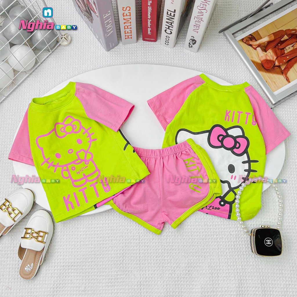 Đồ bộ bé gái thun cotton NGHĨA BABY dành cho bé mặc nhà mùa hè