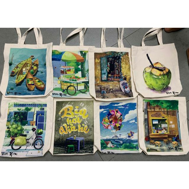 Túi vải canvas hình địa danh nổi tiếng Việt Nam,