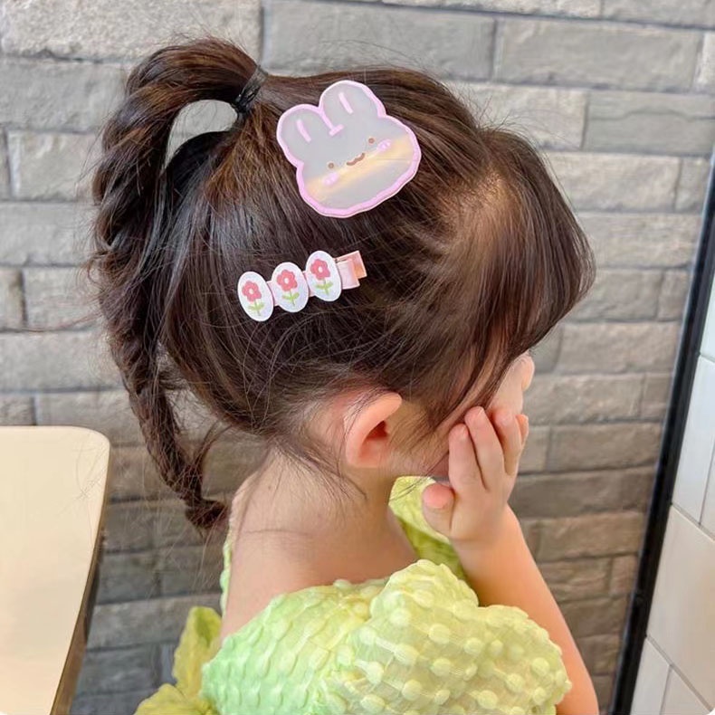 Set 8 Kẹp Tóc Nơ Họa Tiết Hoạt Hình Phong Cách Hàn Quốc Cho Bé Gái