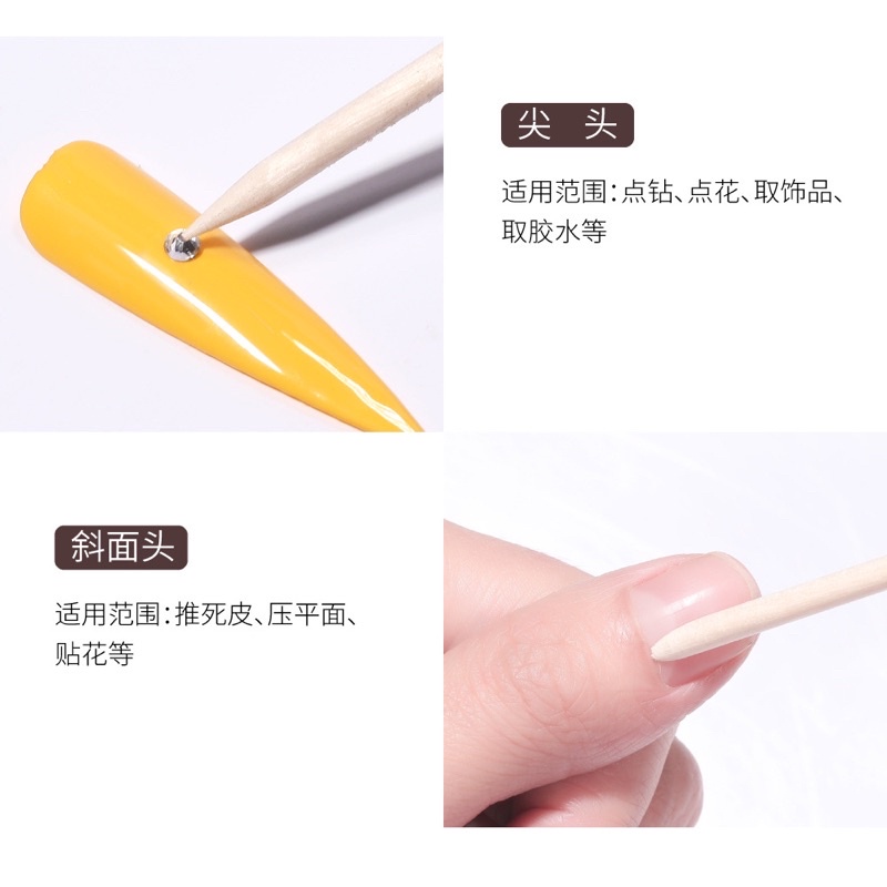 Set 100 que gỗ làm móng, chấm khoé móng