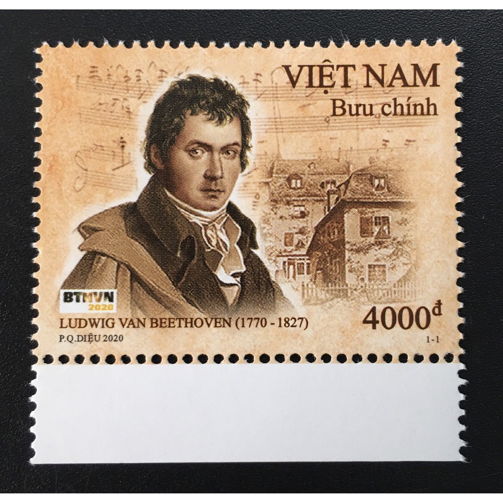 Bloc + Bộ 1 con tem Nhà soạn nhạc Beethoven 1770 1827 phát hành năm 2020