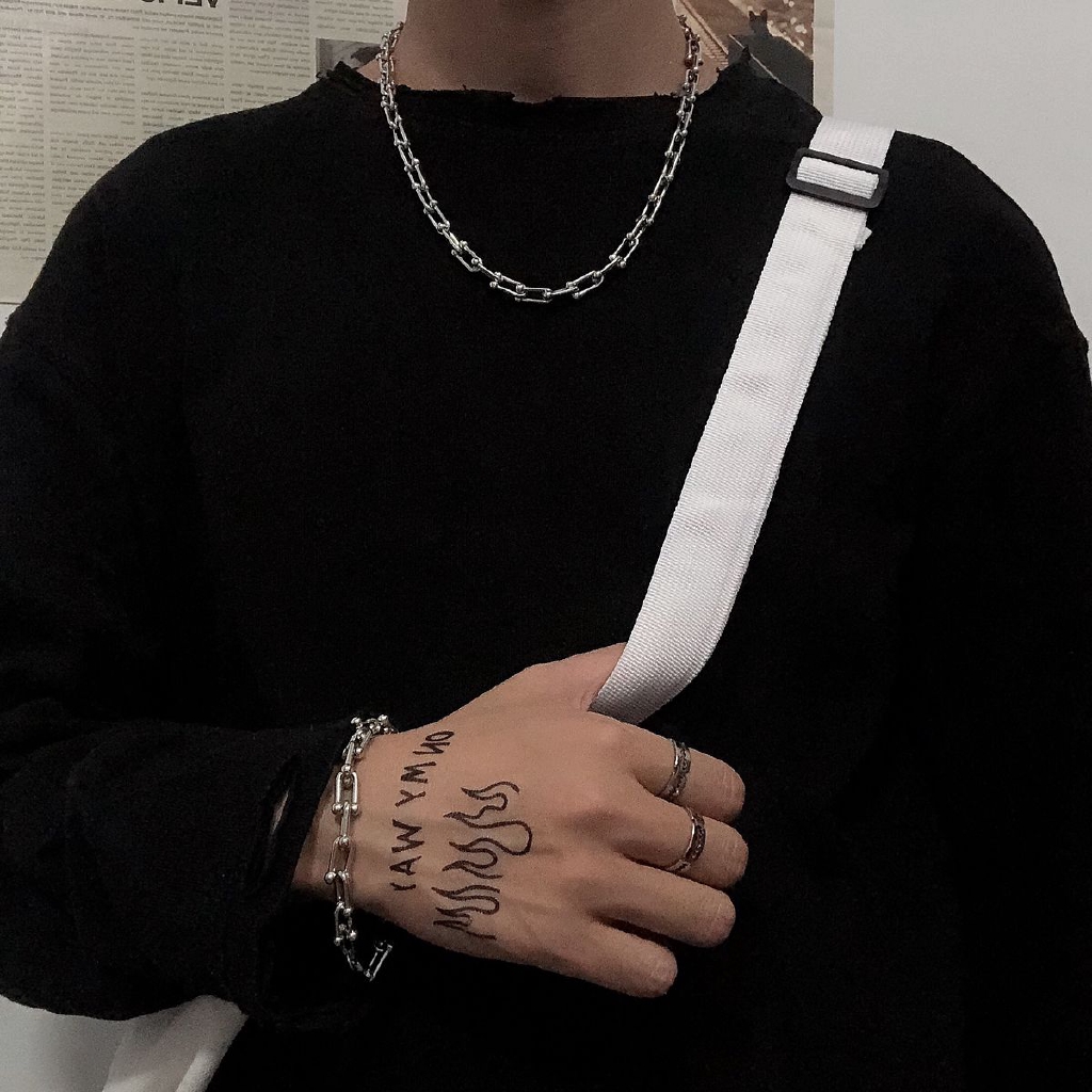 Vòng cổ/vòng tay kiểu chuỗi dây xích dày phong cách Harajuku cho nam nữ 229992