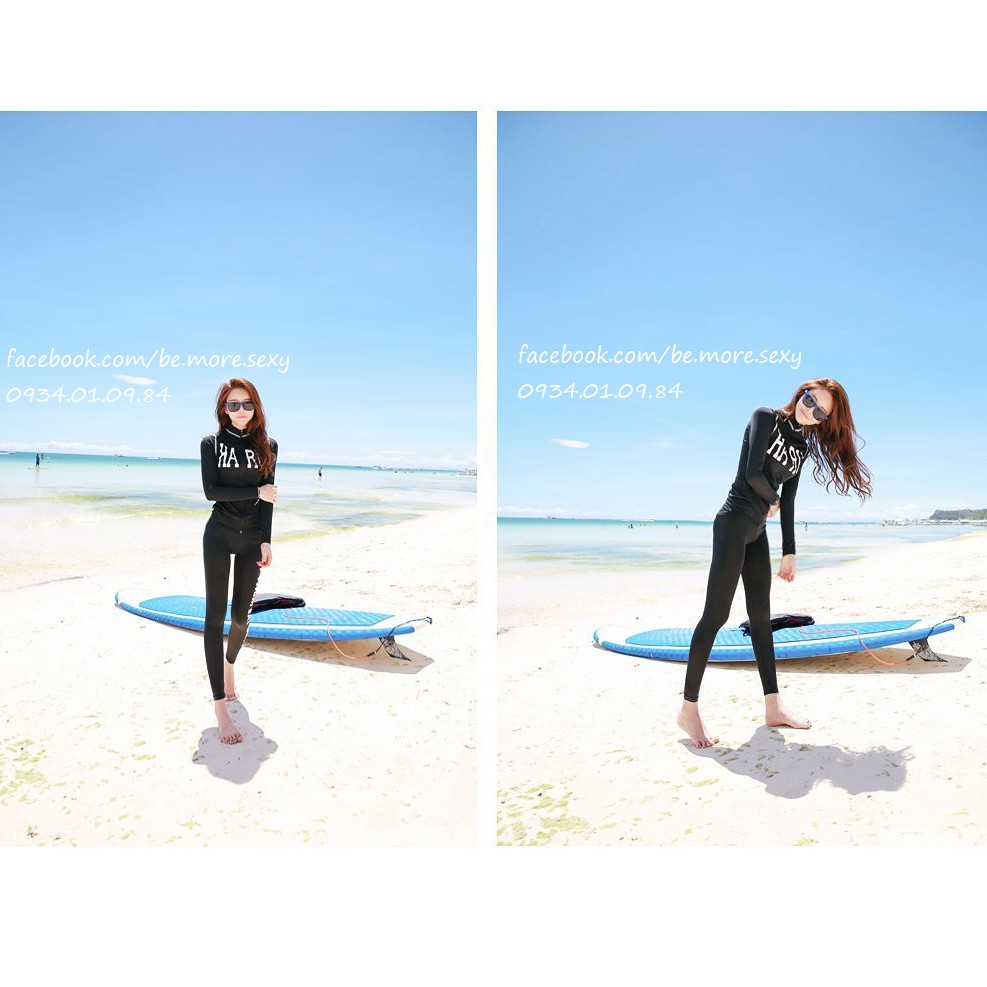 Đồ bơi dài tay Hàn Quốc áo khoác đen haru | BigBuy360 - bigbuy360.vn